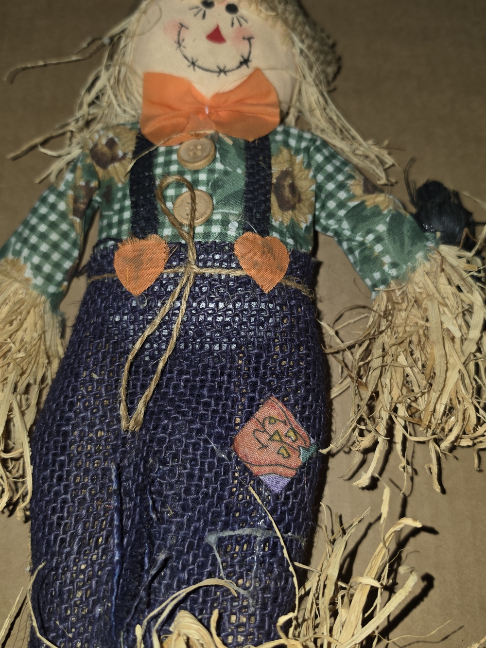 Primitive Rustic Fall Scarecrow Figurine Shelf Sitter Sunflower Country Decor